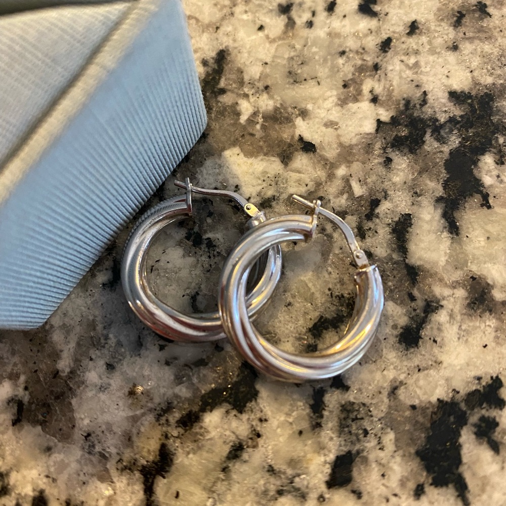 Sterling silver twisted hoop earrings (small)